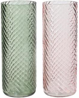 Decoris Vaas glas met relief H26.5cm zilver