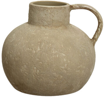 Decoris vaas kruik model - terracotta - lichtbruin - D28 x H24 cm - vintage - Vazen