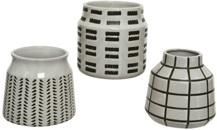 Decoris Vaas porselein wit/zwart