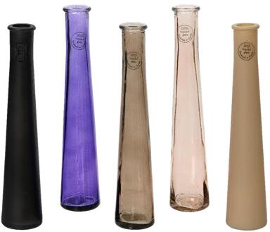 Decoris Vaas recycled glas h32cm 5 assorti verschillende