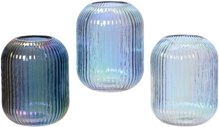 Decoris Vaas-windlicht iriserend H15cm verschillende