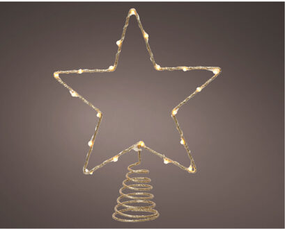 Decoris verlichte ster piek - goud - 27 cm - steady - kerstboompieken Goudkleurig