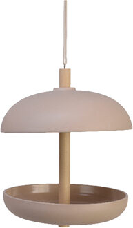 Decoris Vogel voedersilo hangend - bamboe hout - taupe - 21 x 25 cm