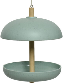 Decoris Vogel voedersilo hangend - bamboe hout - turquoise - 21 x 25 cm