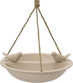 Decoris Vogelbad/drinkschaal - bamboe hout - beige - D27 cm - voederbak - Vogelvoederhuisjes