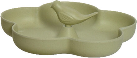 Decoris Vogelbad/voederschaal bamboe hout - lichtgroen - 23 x 23 cm