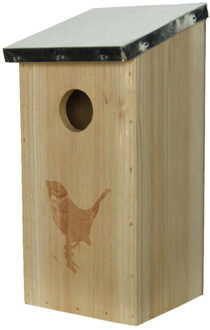 Decoris Vogelhuisje/nestkastje van vurenhout met formaat 12 x 13,5 x 26 cm