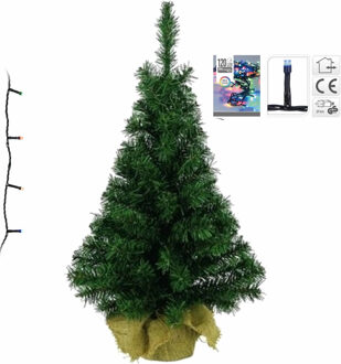 Decoris Volle kerstboom/kunstboom 75 cm inclusief gekleurde verlichting