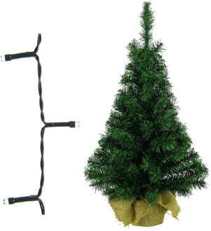 Decoris Volle kerstboom/kunstboom 75 cm inclusief warm witte verlichting op batterij