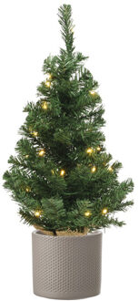 Decoris Volle kunst kerstboom 75 cm met verlichting inclusief taupe pot