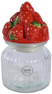 Decoris Voorraadpot Aardbei h19cm glas/aardewerk transparant