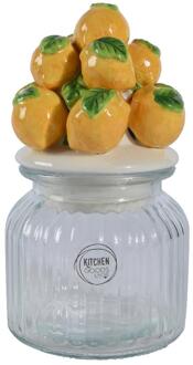 Decoris Voorraadpot Citroen 19cm glas/aarderwerk transparant