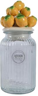 Decoris Voorraadpot Citroen h27cm glas/aardewerk transparant