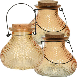 Decoris Wespenvanger/wespenval met hengsel - 3x - glas - perzik oranje - D14 x H13 cm