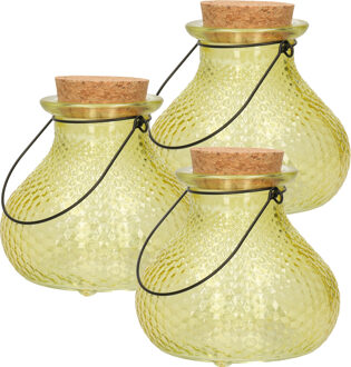 Decoris Wespenvanger/wespenval met hengsel - 3x - glas - saffraangeel - D14 x H13 cm