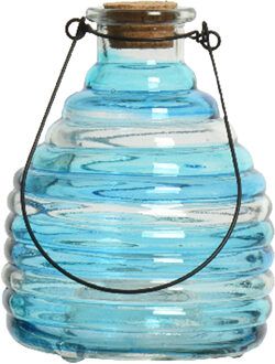 Decoris Wespenvanger/wespenval met hengsel - glas - blauw - D13 x H17 cm - Ongediertevallen - Ongediertebestrijding