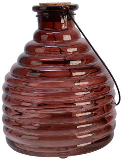 Decoris Wespenvanger/wespenval met hengsel - glas - donkerrood - D13 x H17 cm