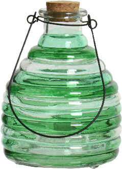 Decoris Wespenvanger/wespenval met hengsel - glas - groen - D13 x H17 cm