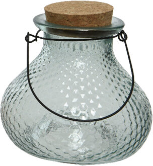 Decoris Wespenvanger/wespenval met hengsel - glas - ijsblauw - D14 x H13 cm