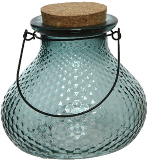 Decoris Wespenvanger/wespenval met hengsel - glas - lichtblauw - D14 x H13 cm