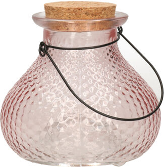 Decoris Wespenvanger/wespenval met hengsel - glas - lichtroze - D14 x H13 cm