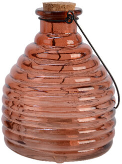 Decoris Wespenvanger/wespenval met hengsel - glas - rood - D13 x H17 cm