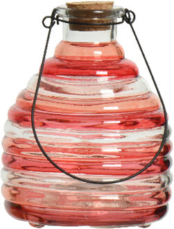 Decoris Wespenvanger/wespenval met hengsel - glas - rood - D13 x H17 cm