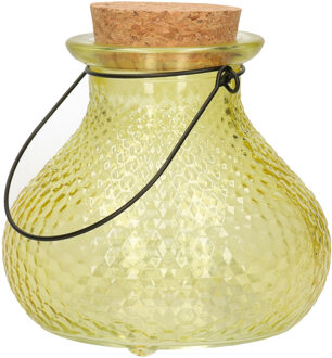 Decoris Wespenvanger/wespenval met hengsel - glas - saffraangeel - D14 x H13 cm