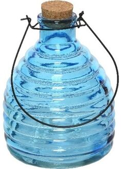 Decoris Wespenvanger/wespenval - transparant blauw - 17 cm - glas - Insectenvangers/insectenvallen - Insecte