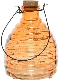 Decoris Wespenvanger/wespenval - transparant oranje - 17 cm - glas - Insectenvangers/insectenvallen - Insect