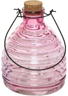 Decoris Wespenvanger/wespenval - transparant roze - 17 cm - glas - Insectenvangers/insectenvallen - Insecte