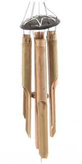 Decoris Windgong/windorgel - met 6 buizen - hout - 83 cm