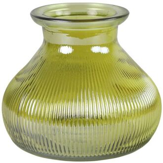 Decostar Bloemenvaas - geel/transparant glas - H12 x D15 cm - Vazen