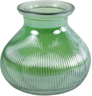 Decostar Bloemenvaas - groen/transparant glas - H12 x D15 cm - Vazen