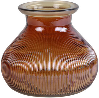 Decostar Bloemenvaas - kastanje bruin/transparant glas - 12 x 15 cm - vaas