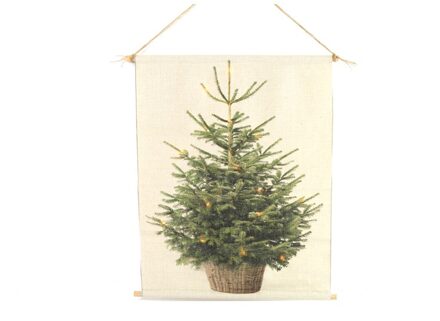 Decostar Kerstboom op canvas doek inclusief verlichting M (45x57cm)