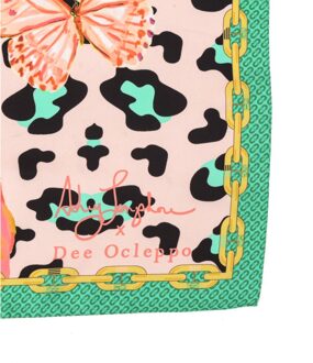 Dee X Ashley Longshore Groene Luipaard Zijden Sjaal - maat Veelkleurig