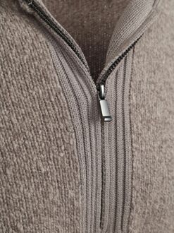 Deep Zip Pullover Boiled Wool Taupe Grijs - L,M,S