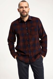 Defacto Herfst Klassieke Plaid Mannen Katoenen Shirt Donkere Kleur Grid Lange Mouwen Turn-Down Kraag Shirt-J1154AZ18WN-J1154AZ18WN XXL