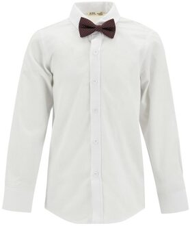 Defacto Lente Jongen Shirts Jongens Linnen-Look Lange Mouwen Shirt Met Strikje Regular Fit Polo Neck Kids Clothing-S0193A621SP wit / 6 7 Age