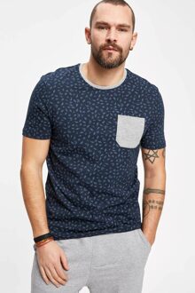 Defacto Zomer Man O-hals Gebreide Tops Mannelijke Mode Veer Patroon Katoenen T-shirts Mannen Casual Comfort Trui-K2363AZ19SP