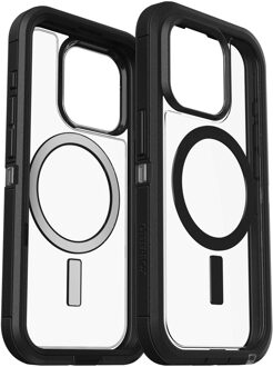 Defender Rugged Backcover met MagSafe voor de iPhone 15 Pro - Transparant / Zwart