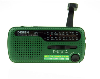 Degen DE13 Zaklamp Fm Zon Wekker Radio Kan Power Uw Telefoon Emergency Radio Draagbare Fm Mw Sw Crank Radio ontvanger