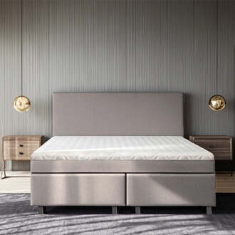 Dekbed Discounter 1-Persoons Boxspring Julia Relax - Beige - Beige 90x220 Cm - Pocketvering - Inclusief Topper - Dekbed-Discounter.nl