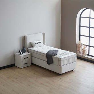 Dekbed Discounter 1-Persoons Boxspring Met Opbergruimte Ruby - Grijs & Lichtgrijs 90x200 Cm - Pocketvering - Inclusief Topper - Dekbed-Discounter.nl Grijs,Lichtgrijs - 90 x 200 cm