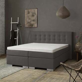 Dekbed Discounter 2-Persoons Boxspring - Frig Lounge - Antraciet 140x200 cm - Pocketvering - Inclusief Topper - Dekbed-Discounter.nl
