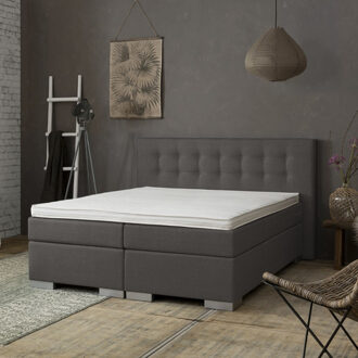 Dekbed Discounter 2-Persoons Boxspring - Frig Lounge - Antraciet 160x200 cm - Pocketvering - Inclusief Topper - Dekbed-Discounter.nl
