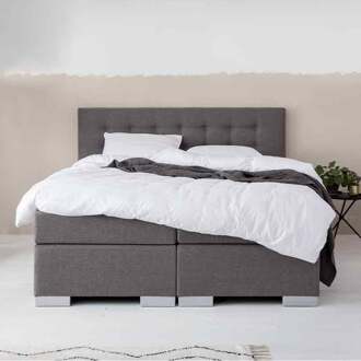 Dekbed Discounter 2-Persoons Boxspring - Frig Lounge - Antraciet 160x210 cm - Pocketvering - Inclusief Topper - Dekbed-Discounter.nl