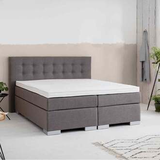 Dekbed Discounter 2-Persoons Boxspring - Frig Lounge - Taupe 140x200 cm - Pocketvering - Inclusief Topper - Dekbed-Discounter.nl