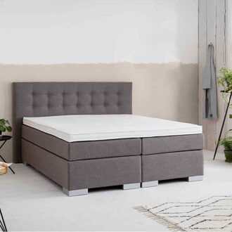 Dekbed Discounter 2-Persoons Boxspring - Frig Lounge - Taupe 140x210 cm - Pocketvering - Inclusief Topper - Dekbed-Discounter.nl